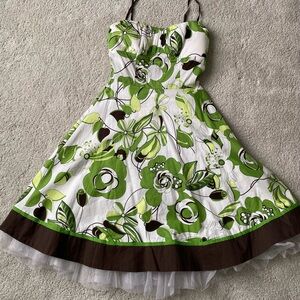 Floral Green and Brown Dress